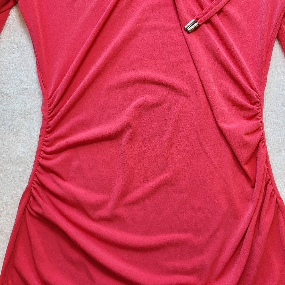MICHAEL MICHAEL KORS Womens Coral Ruched Bodycon Dress - Size S (NWT) - Picture 3 of 11